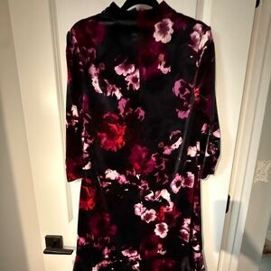 Roz & Ali Purple/Pink Floral Velvet Dress Sz 10